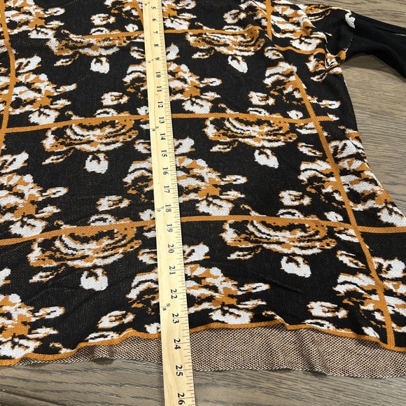 Joseph A Womens Sweater‎ Small Oversized Poncho Long Sleeve Black Gold Zippers - Picture 8 of 8